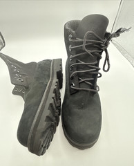 Timberland Roll Top Boots Leather Textile black Kids boys Size 4 one w/o laces