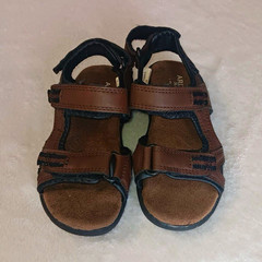 AriZona Jean Company Unisex Kids Brown/Black Strappy Sandals Sz 11 Hook & Loop