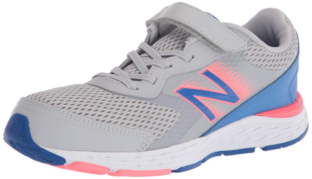 New Balance Kid’s 680 V6 Hook and Loop Running Shoe, Light Aluminum/Faded