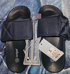 Cat & Jack Unisex Kids Kris Navy Slide/Sandals Size M 2/3 Hook & Loop New With