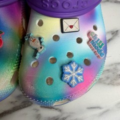 Crocs Kids Classic Purple Blue Marbled Clogs Girls Size J3 Charms Slip on Shoes