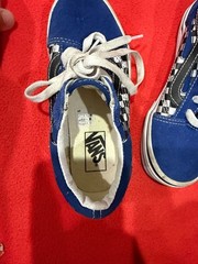 Vans Kids Old Skool Reflective Checkerboard Blue Flame Sneakers Size 13.0youth