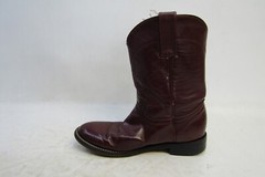 Justin Youth Size 2.5 D Burgundy Leather Cowboy Western Roper Boots
