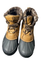 Magellan Outdoors Rain Boot Unisex Kids Brown Black Waterproof Lace Up Size 1 Y