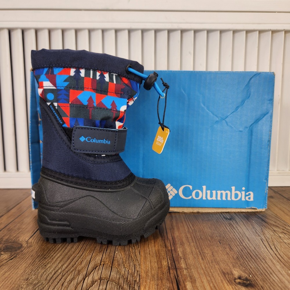 Columbia Toddler Powderbug Plus II Tree Print Size 4 Insulated Winter Snow Boots