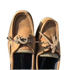 Sperry Kids Lanyard Leather & Mesh Boat Shoes Size 1.5