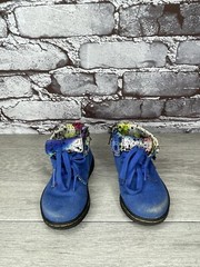 DR MARTENS BLUE CANVAS Clover Fold Down BOOTS YOUTH AIR WALK Boys 5M US/20EU