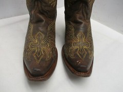 Corral Brown Leather Snip Toe Cross Wings Cowboy Boots Youth Sz 2.5 T Sty A1028