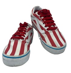 VANS Old Skool Red & White Striped Size 13 Kids “Where’s Waldo” Red Laces Read