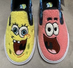 NEW SpongeBob SquarePants & Patrick YOUTH Chenille Fleece Slip-On Sneakers SZ 3
