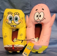 SpongeBob SquarePants Patrick Star & SpongeBob Plush Slippers Youth Size 11-12