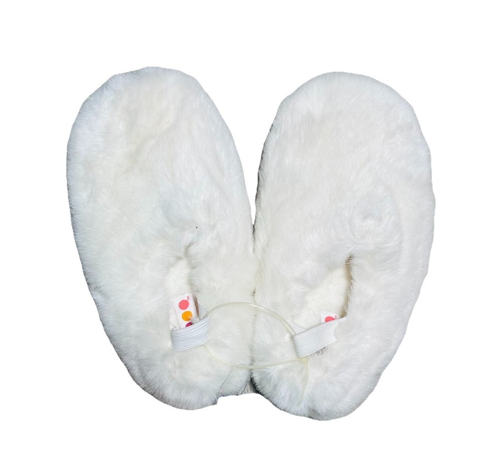 NWT GYMBOREE Kids Fluffy White Slippers Children’s Size 12 Soft Fabric Cute