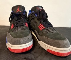 Nike Air Jordan 4 Mens Sneaker US 10.5 Black/Blue/Red/Gray Leather FV5029-003