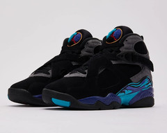 Nike Air Jordan 8 Retro Aqua Black Sports Sneaker GS 6Y / 7.5 Women’s 305368-006