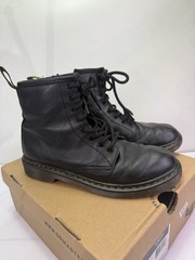 Dr. Doc Martens 1460 J Black Leather Lace Up Zip Combat Boots Youth Size 5 W/box