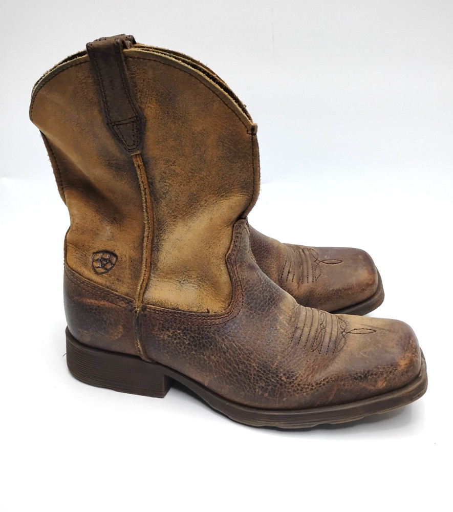 Ariat Rambler Brown Leather Square Toe Western Cowboy Boots Kids 2.5