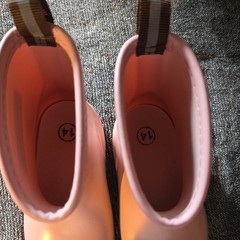 Tree Grandpa Kids Pink Pull-On Rain Boots US 14 Rubber Ankle Round Toe Logo