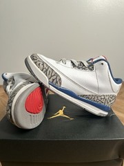 Nike Air Jordan 3 Retro True Blue Kids Sneakers 9C White Blue Red 832033-106