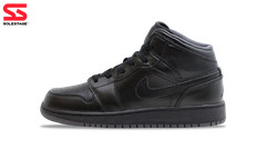 Nike Jordan 1 Mid Black Dark Grey GS 2016 (554725-021) Grade School Size 4Y-7Y