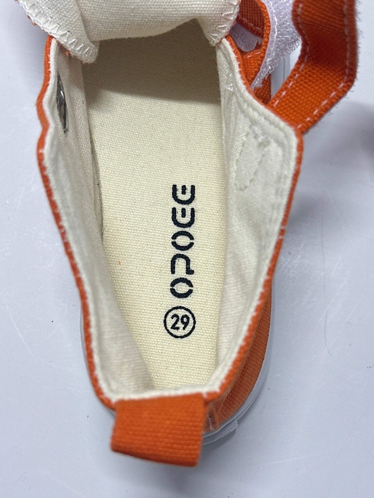OPOEE Kids Canvas Sneakers Hook & Loop Shoes Orange US 12 (EU 29)