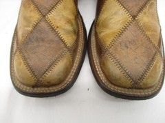 ANDERSON BEAN BOOTS Brown Patchwork Square Toe Cowboy Boots Kids sz 3 Sty 1053