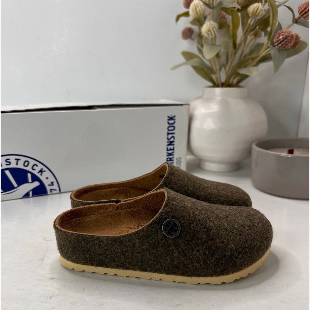 Birkenstock Kaprun Rivet Felt Mule Doubleface Khaki Kids 8/EU26 Narrow Fit NWB