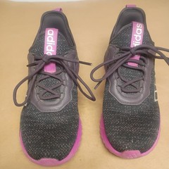 Adidas Cloudfoam Kaptir Flow Black Purple Pink Sneakers Kids Size 5