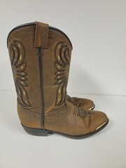 Cody James Phoenix Brown & Gold Leather Round Toe Pull On Western Boots Size 3
