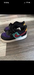 Nike Force 1 Low Unisex Kids Size 8 Black Purple Teal Colorblock Sneakers