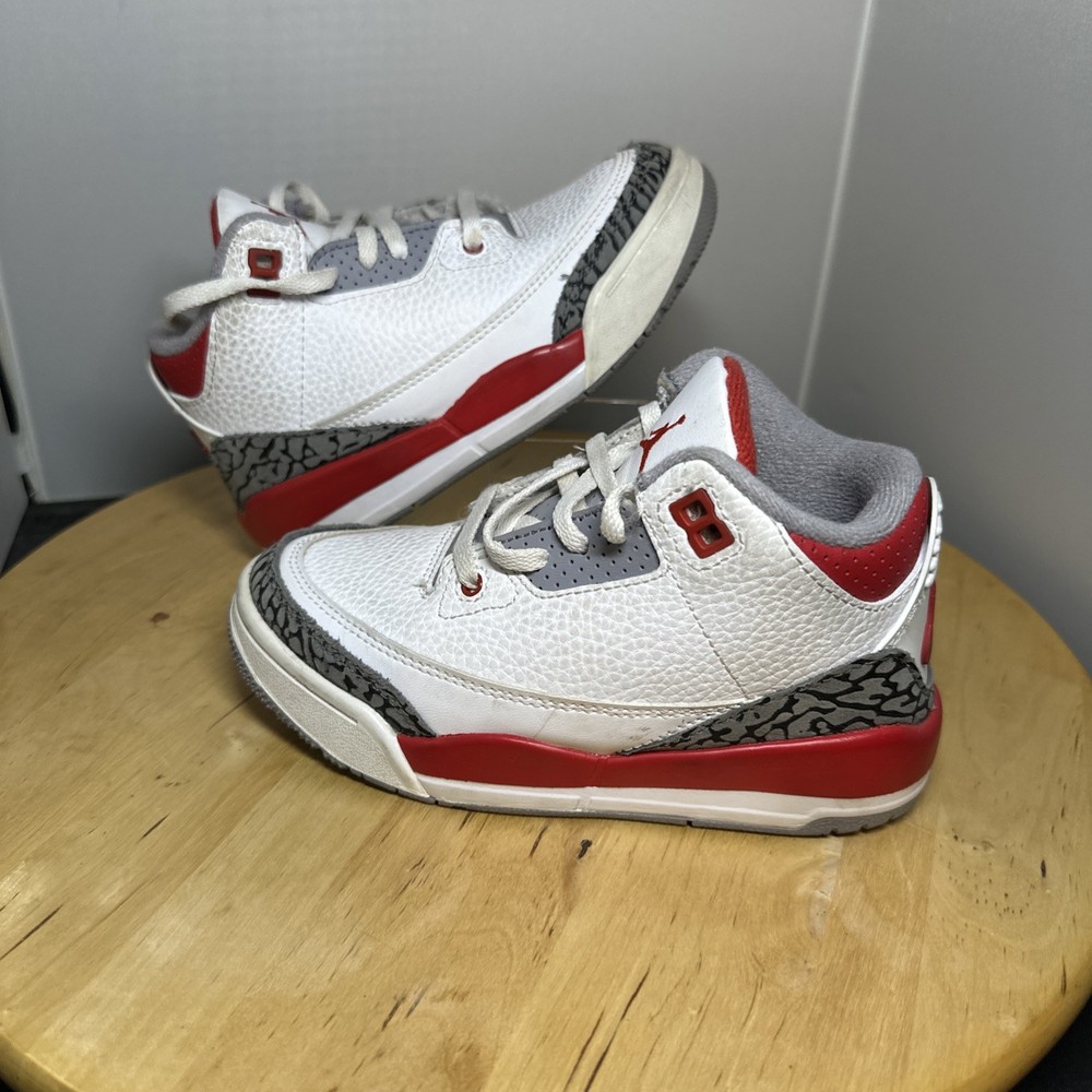 Air Jordan 3 Retro White Fire Red Toddler Kids Size 12C Shoes DM0966-160