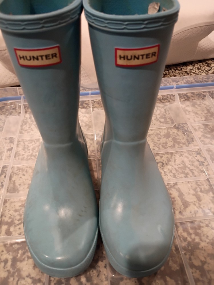 Hunter Kids Original Short Rain Boots Blue Size US 12 EU 29 Waterproof