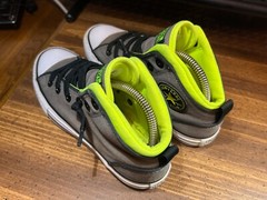 YOUTH Sz 2Y ~ Converse™ Chuck Taylor ALL STAR Mid Top ‚Gray, Neon‘ 642030F