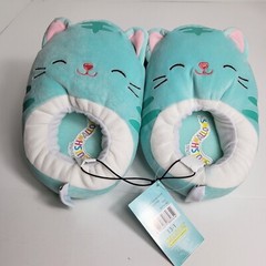 Squishmallows Kids Slippers Kitty Cat Teal Plush Size 13-1 Kellytoy Kitten New