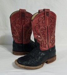 Anderson Bean Square Toe Cowboy Boots Youth Kids Size 9 Red/Black 420 1071