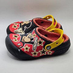 Mickey Mouse Fur Lined Crocs Toddler C11 Black Red Yellow Winter Clogs
