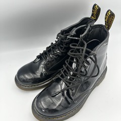 Dr. Martens 1460 J Boots Youth Size 2 Patent Leather Lace Up Side Zip Shoes