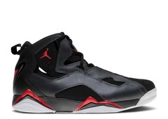 Jordan True Flight Unisex High Top Leather Sneaker 8 Black/Red/Gray