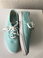 Vans Off The Wall Authentic Low Top Aqua Splash/True White Kids Sneaker -Sz 13