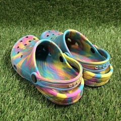 Crocs Kids Size C13 Marble Tie Dye Classic Style Aqua Pink Yellow *READ