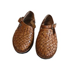 Handmade Upcycled Tan Woven Leather Sandals Child’s Sz 5 – 5.5