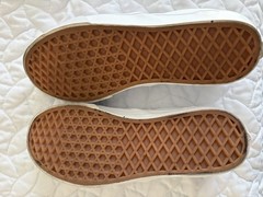 Vans Classic Slip-On Shoes True White Canvas Upper Rubber Sole sz 4.5
