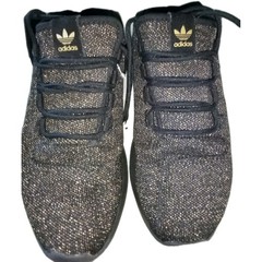 Adidas tubular Shadow black & gold knit sneakers 7 Y/8.5 W; Worn Twice; No Box
