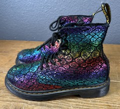 Dr Martens 1460 Pascal J Black Rainbow Metallic Boots YOUTH SIZE 3 Suede Upper