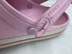 DAMAGED Crocs Crocband Clogs Kids Ballerina Pink Rubber Slip-On Lightweight – J4