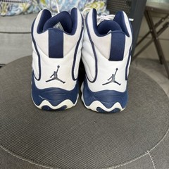 Air Jordan Pro Strong White and Navy Sneakers with Red Details size 5Y