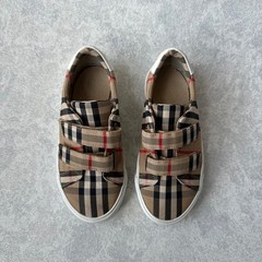 Kids Burberry Nova Check Plaid Strap Shoes Size 31 EU