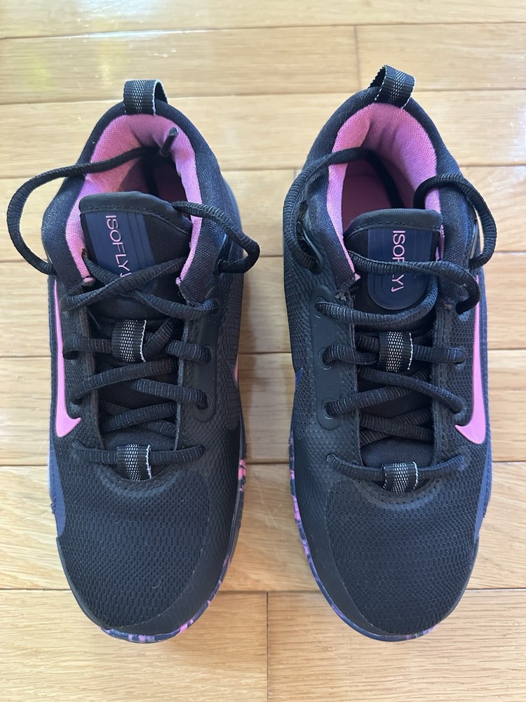 Nike IsoFly Black And Pink Big Kids Basketball Sneakers Size 2Y