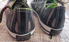 Converse All Star Black Silver Neon Green Size 4 Boy Girl