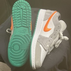 Jordan Air Jordan 1 Low Kids 7Y White Gray Orange Green DZ6333-083