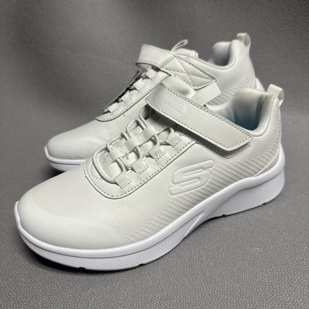 Sketchers Elastika Size 2.5 White School Shoes No Tie Non Marking Soles Sneakers